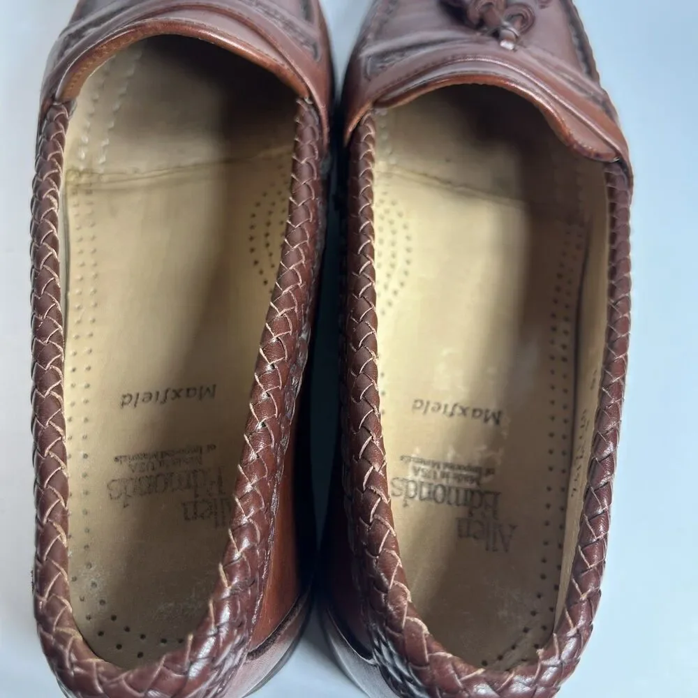 Allen Edmonds Mens Shoes Size 10 Maxfield Brown Leather Tassel Loafers Braided